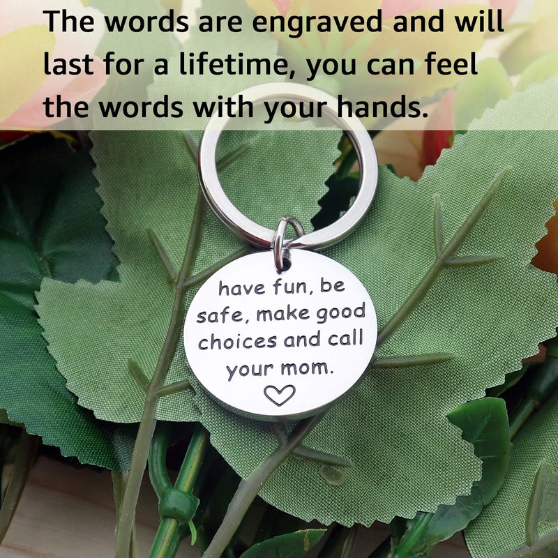 SOSOHOME Have Fun, Be Safe, Make Good Choices and Call Your Mom, Stainless Steel Keychain, New Driver or Graduation Key Ring Gifts - Image 4